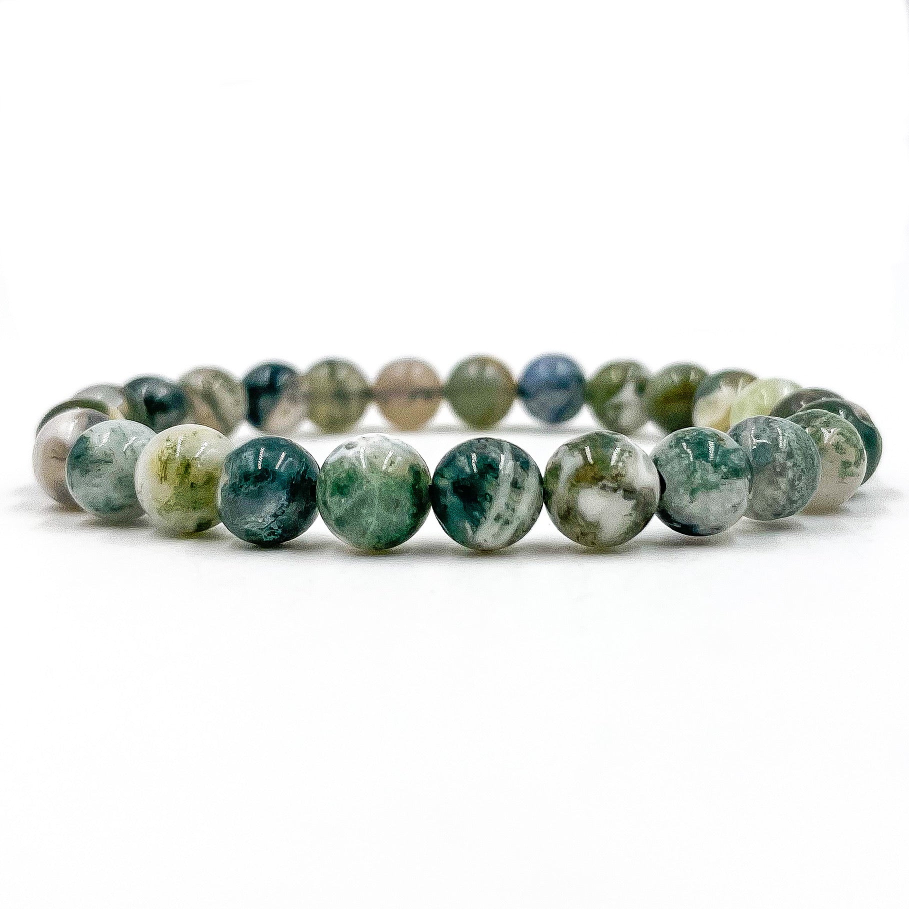 Handmade Union Tree Agate Green Gemstone Beaded Bracelet - Rosetta Creative Boutique